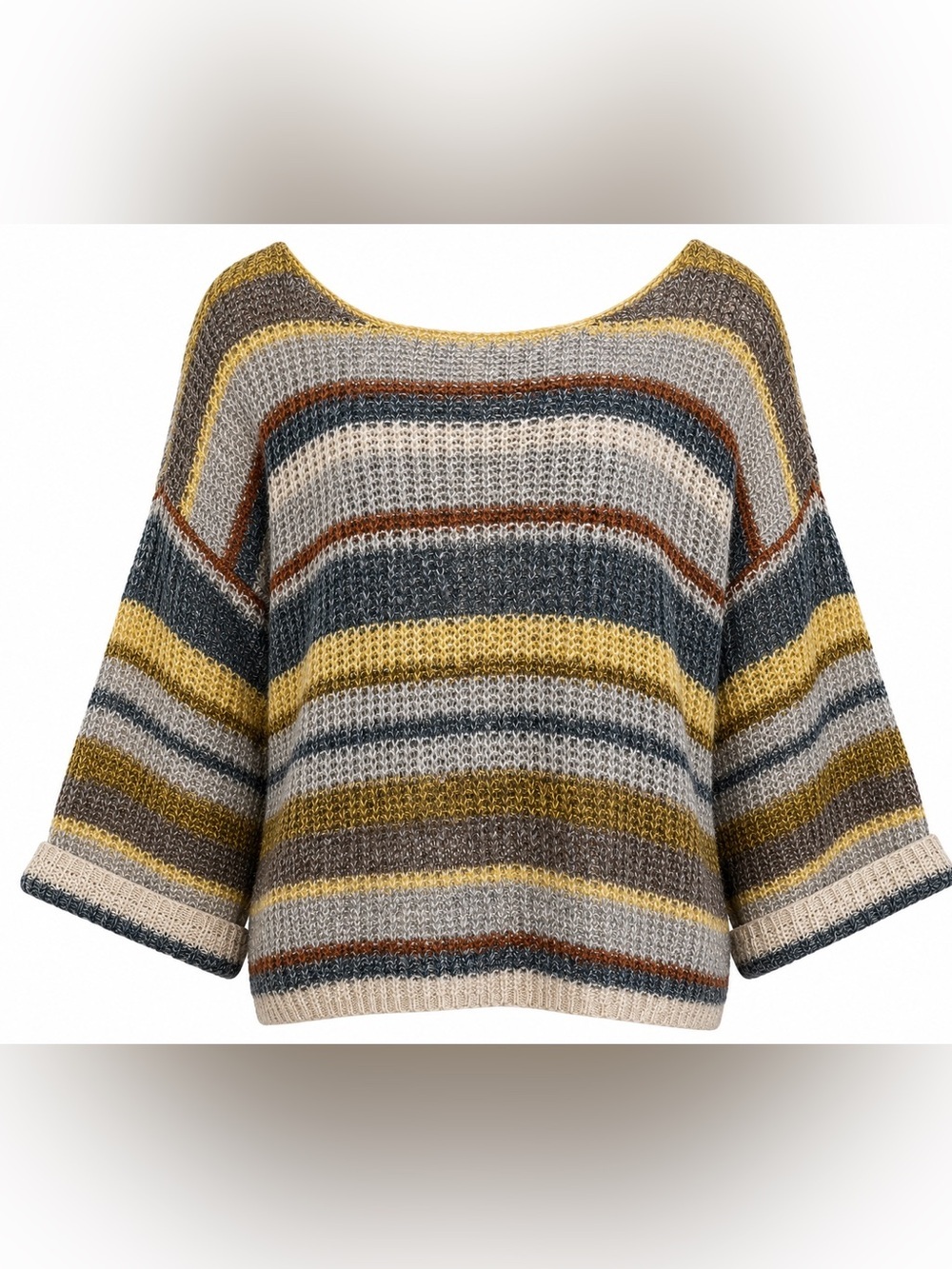 By Together Striped Chunky Knit Sweater M/L Medium Large Boho